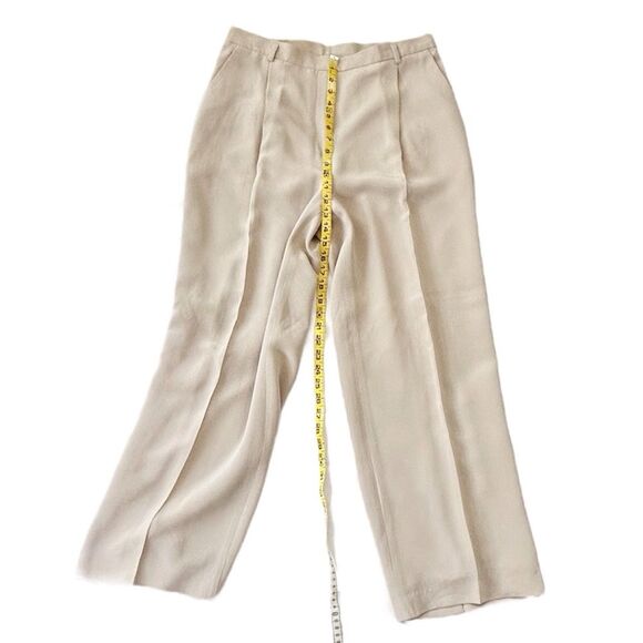 Jones New York Vintage Women’s Tan Silk Pleated High Rise Khaki Pants Size 12 - Picture 5 of 9